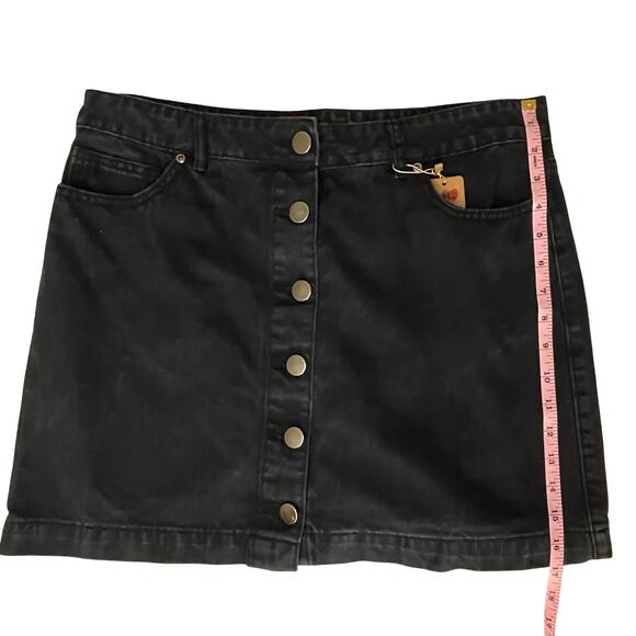 Y2K Black Denim Button-Front A-Line Mini Skirt Size XL - Picture 4 of 7